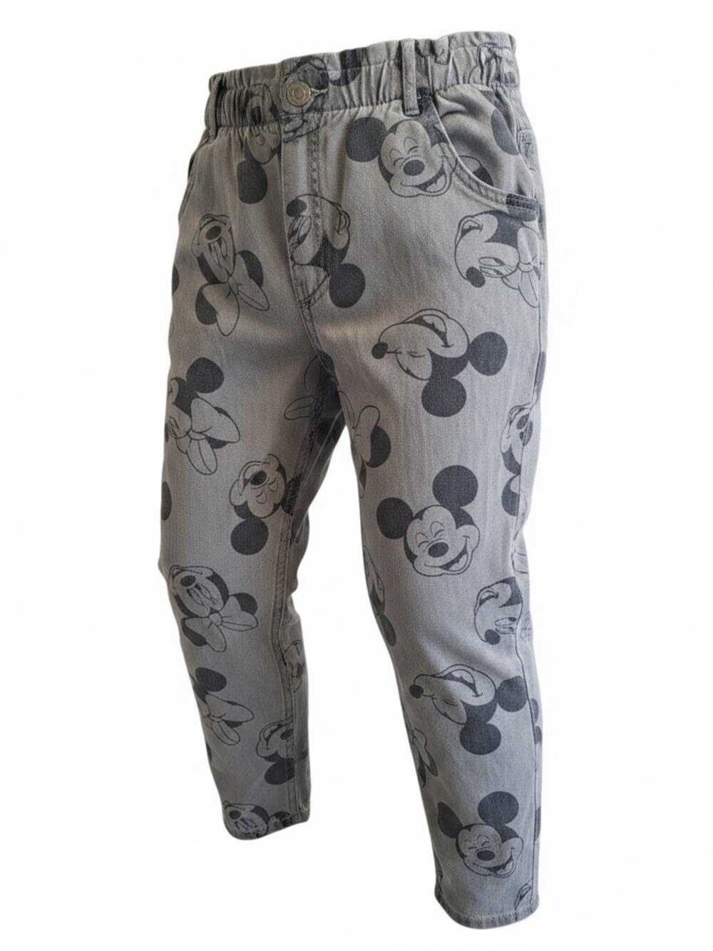 H&M Disney Collaboration Mickey & Minnie Mouse Relaxed Fit Paper Bag Jeans Size7